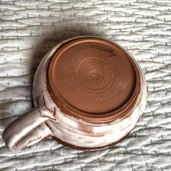 Vintage Handmade Pottery Bowl w/ Mug Handle - Picture 2 of 2